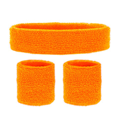 Set bandeau Orange Fluo / Kit Bandeau et Poignets en éponge Orange / Ensemble de 2 bracelets et bandeau / La Maison du Déguisement
