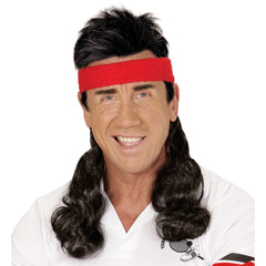 Bandeau Avec Cheveux Noir Mulet / Bandeau rouge avec cheveux Noir / La Maison Du Déguisement