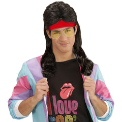 Bandeau Avec Cheveux Noir Mulet / Bandeau rouge avec cheveux Noir / La Maison Du Déguisement