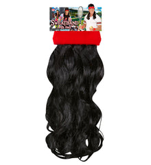 Bandeau rouge avec cheveux noirs / Perruque Bandeau rouge avec cheveux noirs / La Maison du Déguisement