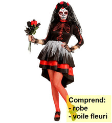 Déguisement Jour Des Morts Avec Voile à Fleurs Adulte / Costume Fiancée Zombie Mexicain Femme / La Maison Du Déguisement