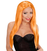 Perruque cheveux longs Orange / Perruque Glamour Orange / La Maison Du Déguisement