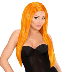 Perruque cheveux longs Orange / Perruque Glamour Orange / La Maison Du Déguisement