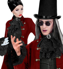 Jabot Et Manchettes Dentelle Noire / Jabot Et Poignets Dentelle Noire / La Maison Du Déguisement