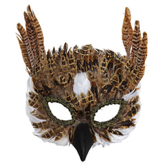 Masque Hibou à plumes / Demi masque Chouette en plumes / La Maison Du Déguisement