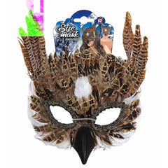 Masque Hibou à plumes / Demi masque Chouette en plumes / La Maison Du Déguisement