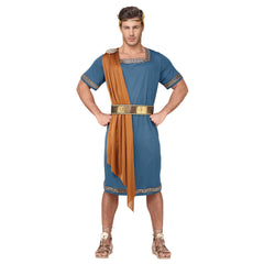 Location Déguisement Empereur Romain Bleu Adulte / Location Costume César Bleu Homme / Location Costume Grec Bleu / La Maison Du Déguisement