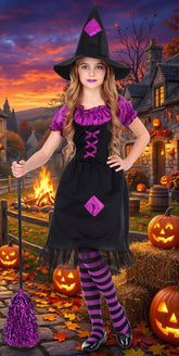 Déguisement Sorcière violette Fille / Costume Sorcière Enfant / La Maison Du Déguisement