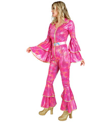 Déguisement Mode Années 70 Style Disco / Costume Combinaison Disco ABBA Rose / La Maison Du Déguisement