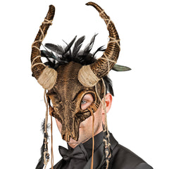 Masque Chaman Crâne de Taureau avec Plumes / Masque Halloween Chaman Cornes De Taureau avec plumes / La Maison Du Déguisement