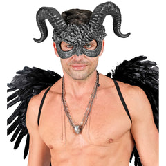 Masque Commedia Dell'arte Démon / Masque Démon Avec Cornes Ange Noir / Masque Halloween Démon Noir / La Maison Du Déguisement