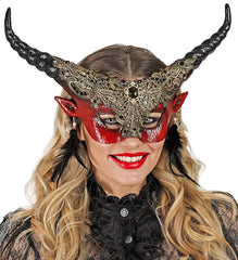 Masque Théâtre Diable Or / Masque Démon avec Cornes Dorée / La Maison Du Déguisement