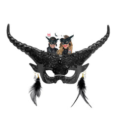 Masque Théâtre Diable Noir / Loup Cornes Noir Halloween / Masque Démon avec Cornes Noir / La Maison Du Déguisement