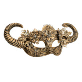 Masque Théâtre Mouton Or Avec Fleurs / Masque Halloween Démon Cornes Doré Luxe / La Maison Du Déguisement