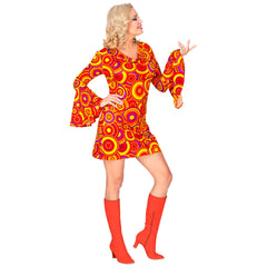 Déguisement Robe Disco Groovy 70s Orange / Costume Robe Bulles Psyché Orange / Robe Disco Orange / La Maison Du Déguisement