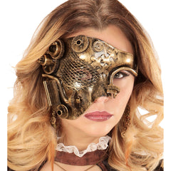 Masque Steampunk Doré / Loup Steampunk Or / Demi Masque Steampunk Cuivre / La Maison Du Déguisement