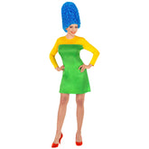 Déguisement Comics Girl Robe Jaune et Verte Avec Perruque / Costume Robe Cartoon Marge Simpsons avec Perruque / La Maison Du Déguisement