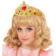 Diadème princesse avec pierre Rouge Or / Couronne princesse avec Rouge Dorée / La Maison du Déguisement