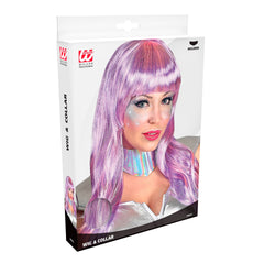 Perruque Femme De L'espace Avec Col / Perruque Spacegirl Futuriste Rose / La Maison Du Déguisement
