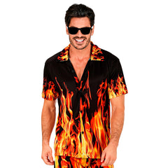 Chemise Flammes Adultes / Chemise Fête D'été / Chemise Diable Imprimée De Flammes / La Maison Du Déguisement