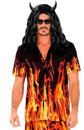 Chemise Flammes Adultes / Chemise Fête D'été / Chemise Diable Imprimée De Flammes / La Maison Du Déguisement