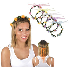 Couronne de Fleurs en Tissu Multicolore / Bandeau Fleurs / Serre TêteFleurs / Diadème Fleurs / La Maison Du Déguisement