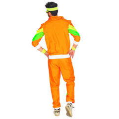 Déguisement Survêtement Années 80s Orange Fluo Homme / Costume Jogging année 80 orange fluo Homme / La Maison Du Déguisement