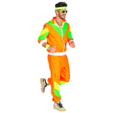 Déguisement Survêtement Années 80s Orange Fluo Homme / Costume Jogging année 80 orange fluo Homme / La Maison Du Déguisement