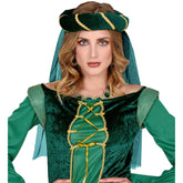 Coiffe Médiévale avec voile Vert / Couronne Médiévale avec voile Vert / La Maison Du Déguisement