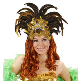 Coiffe Brésilienne Or / Coiffe Tropicana Doré / Coiffe Carnaval Brésil / La Maison Du Déguisement