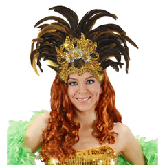 Coiffe Brésilienne Or / Coiffe Tropicana Doré / Coiffe Carnaval Brésil / La Maison Du Déguisement