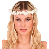 Bandeau Couronne de Fleurs Blanc / Serre Tête de Fleurs / Diadème Fleurs Blanc / La Maison Du Déguisement
