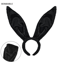 Serre tête lapin Noir / Oreilles de Lapin Noir / Tiare oreilles de lapin Fluff noir / La Maison du Déguisement