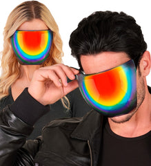 Lunettes Écran Facial Miroir Disco Multicolore / Face Shield Mirror Lens Arc en Ciel / Lunettes Pop Star Chanteur Lady G / La Maison Du Déguisement