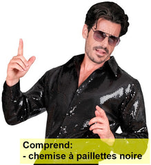 Location Déguisement Chemise Paillettes Party Fashion / Location Costume Chemise Disco Sequins Noir Luxe / La Maison Du Déguisement
