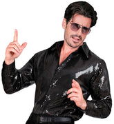 Déguisement Chemise Paillettes Party Fashion / Chemise Disco Sequins Noir Luxe / La Maison Du Déguisement