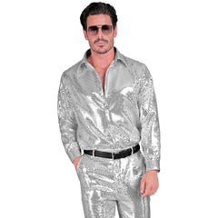 Déguisement Chemise Party Fashion Argent / Chemise Sequins Luxe Argent / La Maison Du Déguisement