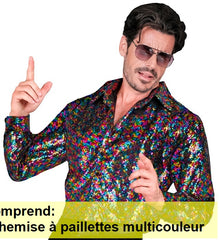 Déguisement Chemise Party Fashion Paillettes Multicolores / Chemise sequins Multicolores Luxe / La Maison Du Déguisement