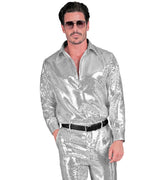 Location Chemise Paillettes Party Fashion Argent Homme / Location Chemise Sequins Luxe Argent / La Maison Du Déguisement