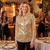 Déguisement Chemise Paillettes Party Fashion Or / Chemise Disco Sequins Or Luxe / La Maison Du Déguisement