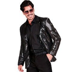Location Déguisement Veste Party Fashion Paillettes Noir / Location Veste Disco Sequins Noir Luxe / La Maison Du Déguisement
