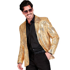 Location Déguisement Veste Party Fashion Paillettes Or / Location Veste Disco Sequins Dorée / La Maison Du Déguisement