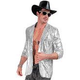 Déguisement Veste Party Fashion Paillettes Argent / Veste Sequins Argent Luxe / La Maison Du Déguisement