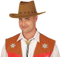 Chapeau Cowboy Marron / Chapeau Western Marron clair / Chapeau Cow boy marron / La Maison du Déguisement