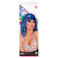 Perruque Disco Métallique Bleu / Perruque Disco Lamé Bleu / La Maison du Déguisement
