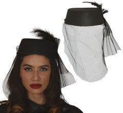 Chapeau Veuve / Chapeau Voilette Noir / Chapeau Gatsby Voilette Noir / La Maison Du Déguisement