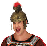 Casque de Romain Or avec Plumes Rouges / Casque Gladiateur / Casque Centurion Romain / La Maison Du Déguisement