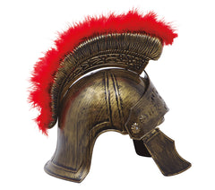 Casque de Romain Or avec Plumes Rouges / Casque Gladiateur / Casque Centurion Romain / La Maison Du Déguisement