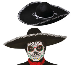 Sombrero Mexicain Noir / Chapeau Sombrero Jours des morts Mexicain / Chapeau Sombrero Mexicain Noir / La Maison Du Déguisement
