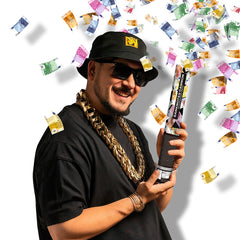 Canon à confettis avec billets 40 cm / La Maison Du Déguisement